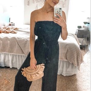 Black strapless jumpsuit